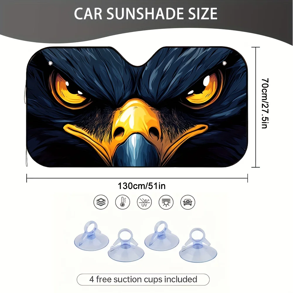 1pc Intense Eagle Stare Car Sun Visor, Easy Installation, Powerful Sunshade, Ideal for Hot Summer Days, City Commuting