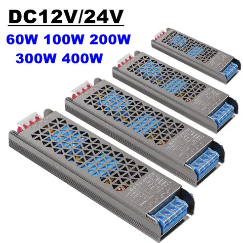 12V 24V LED 전원 공급 장치 AC DC 변압기 60W 100W 200W 300W 400W LED 스트립 전구 LED 드라이버에 대 한 슈퍼 얇은 변환기