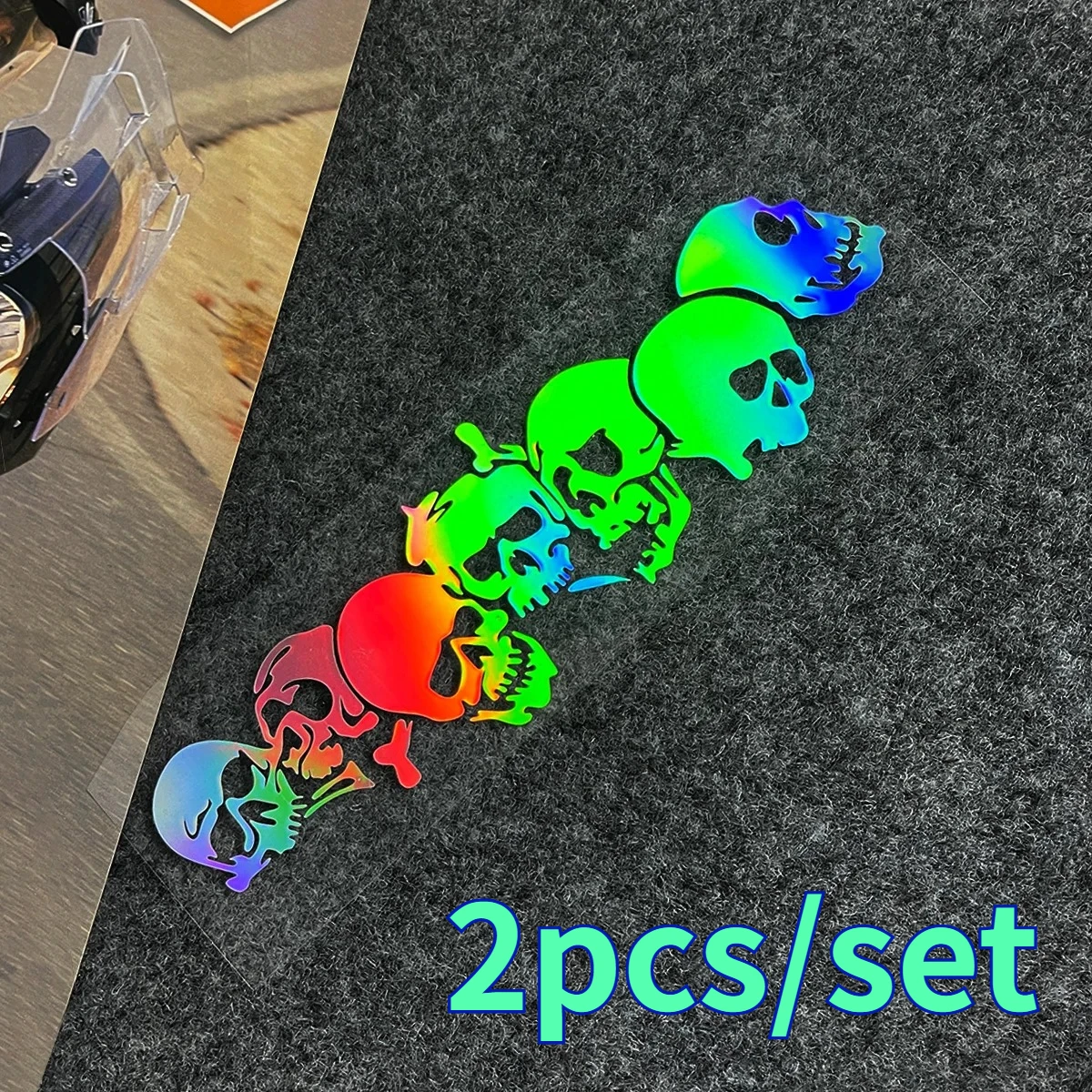 Skull Totem Sticker 2PCS 2D Flat Vinyl Decal Car Motorcycle Truck Bike Rearview Mirror Scratch Repair Decor