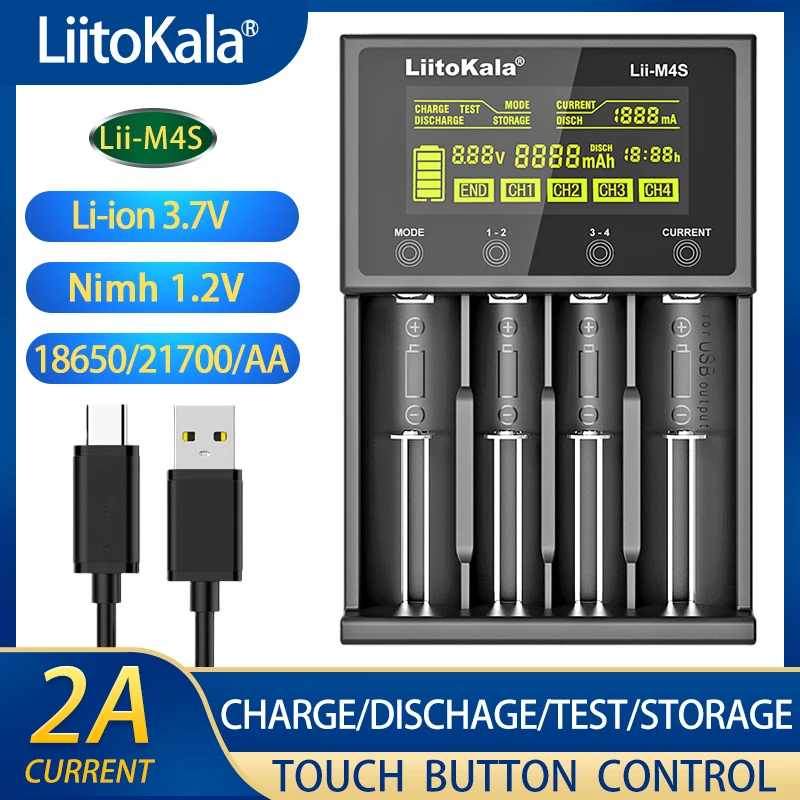 New Liitokala Lii-600 Lii-500 M4S 18650 Lithium Battery Charger 3.7V 21700 26650 18350 18500 16340 17500 25500 10440 1.2V AA AAA