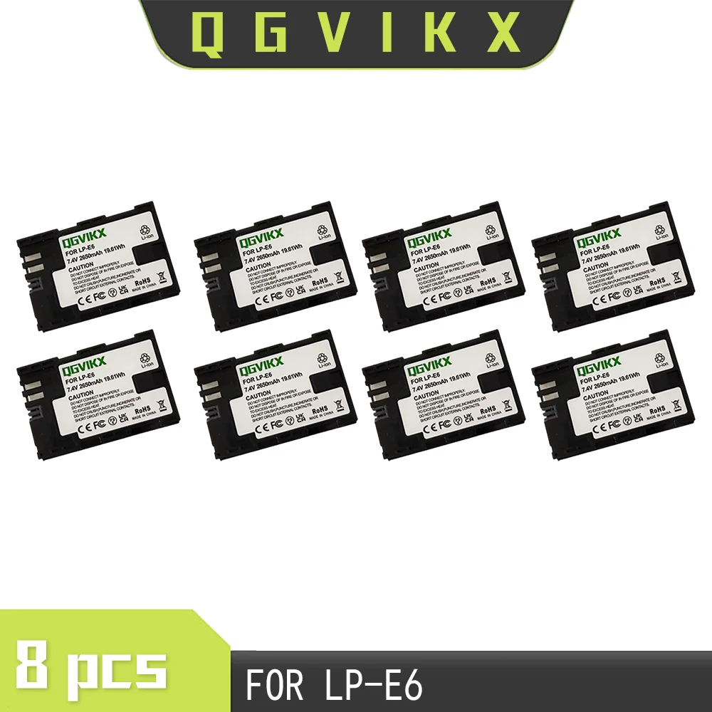 QGVIKX  LP E6 Batter 2-Packy and Triple Slot Charger Compatible with LP-E6 Battery 7.4V 2650mAh POWER BATTERY CAPACITY 19.61Wh view 5