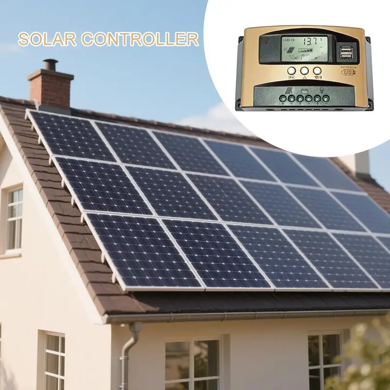 Solar Panel Controller Solar Battery Charger Controller 12V/24V LCD Display Inverter Regulator Waterproof For Energy Trickle