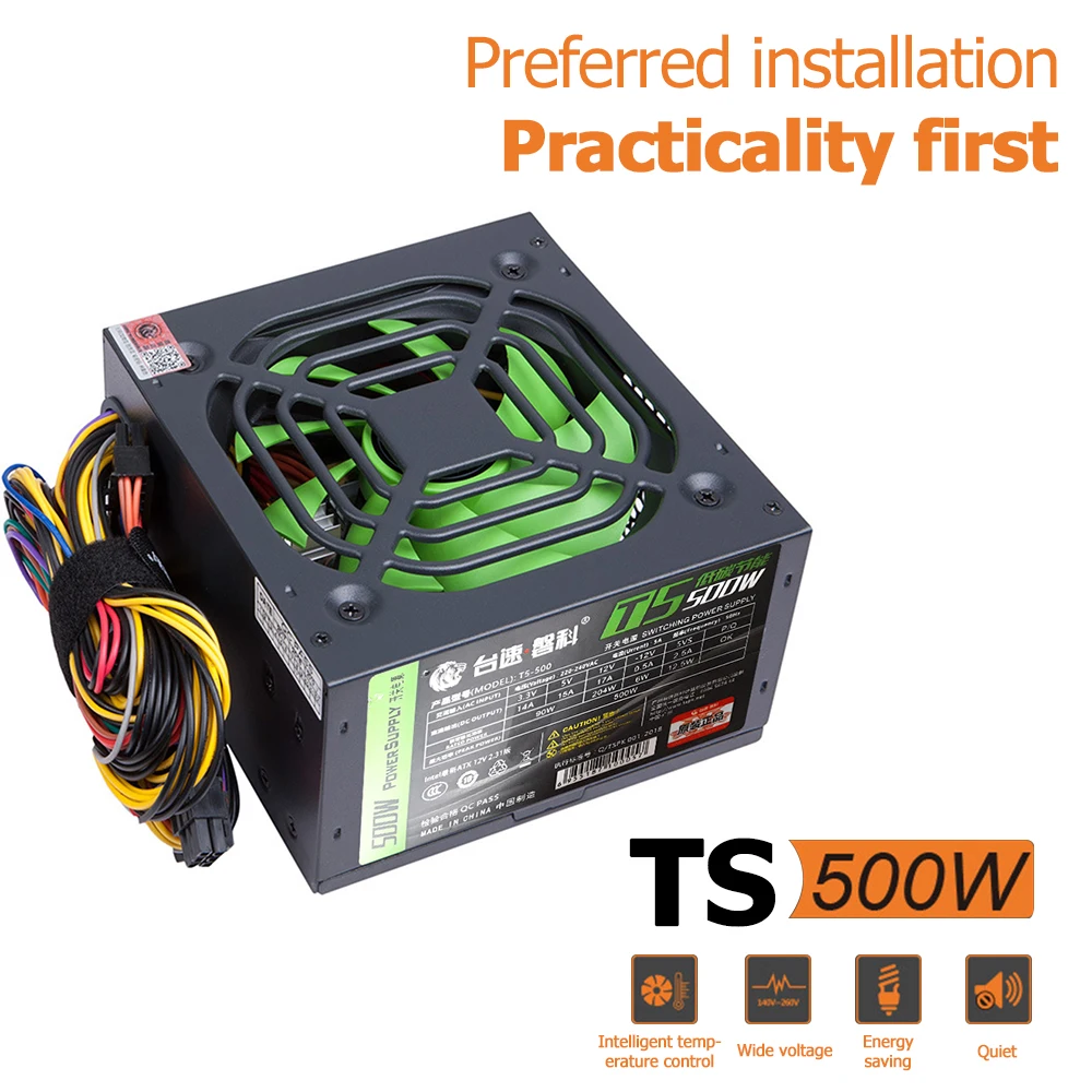 

Desktop PSU Silent Gaming PC Power Supply Dual 6Pin ATX Power Supply 2 SATA Six Protection 8 CPU for Desktop PC for Computer