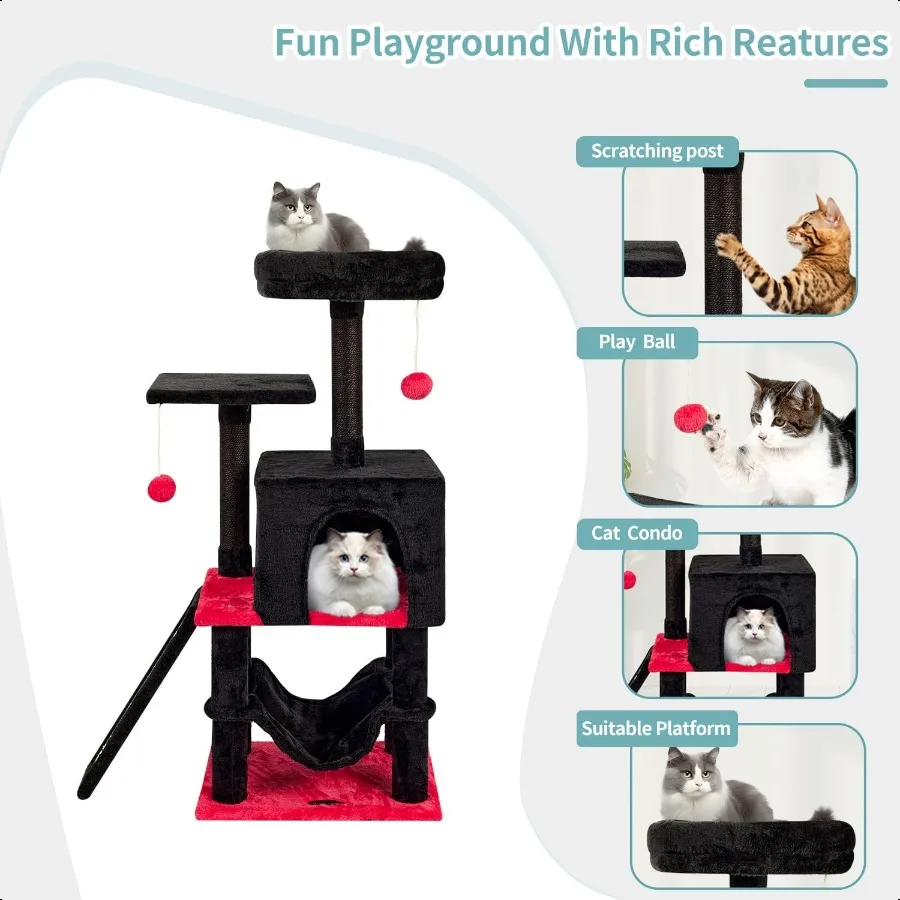 Gotycki drapak dla kota z łóżkiem w kształcie trumny dla kotów domowych, wieża dla kota z drapakiem, nowoczesny domek do zabawy dla dużych kotów, kondo