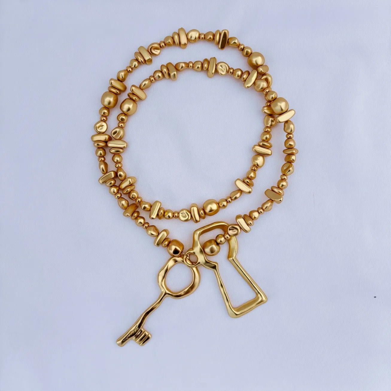 Premium Brass Key Necklace with 18K Gold-plated