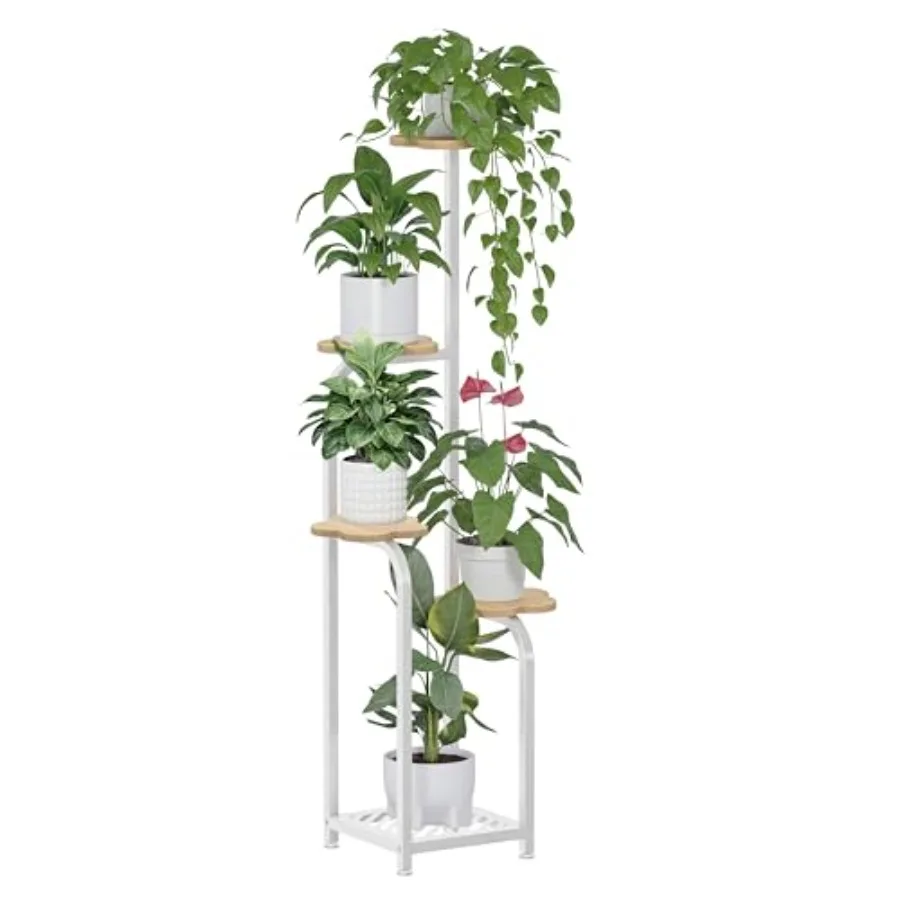 

5-ярусная металлическая подставка для растений с защитой от опрокидывания, широкая основа для горшков, безопасная для детей и животных, прочная угловая полка для цветов