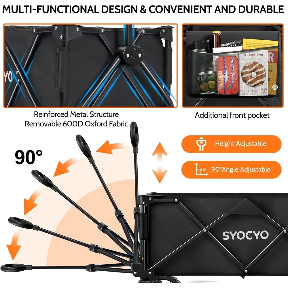 عربة شاطئ قابلة للطي لجميع التضاريس بعجلات كبيرة وسعة عالية للأنشطة الخارجية #4