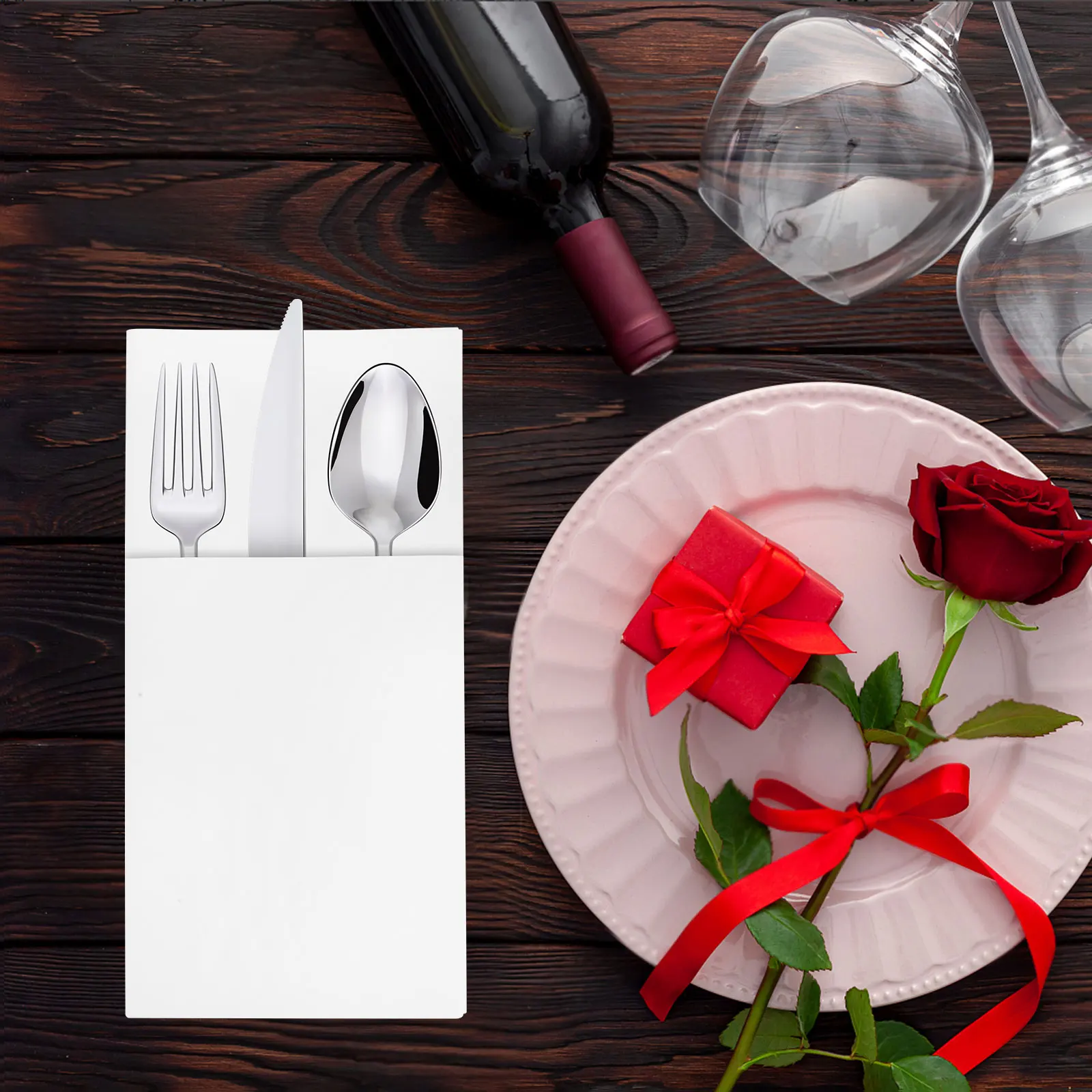 

50pcs Cutlery Placemat Paper Napkins Bulk Fork Spoon Holder Wrapping Tabletop Packing Disposable Hygiene Kitchen Bar