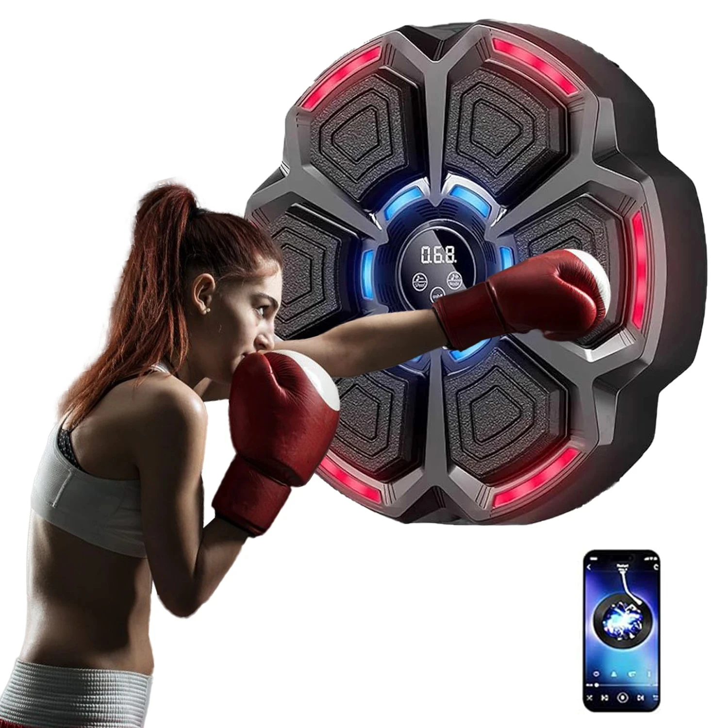 

Music Boxing Machine, Smart Bluetooth Interactive Wall-Mounted Boxing Trainer, Ideal for Home Gyms & Fitness Enthusiasts, Perfec
