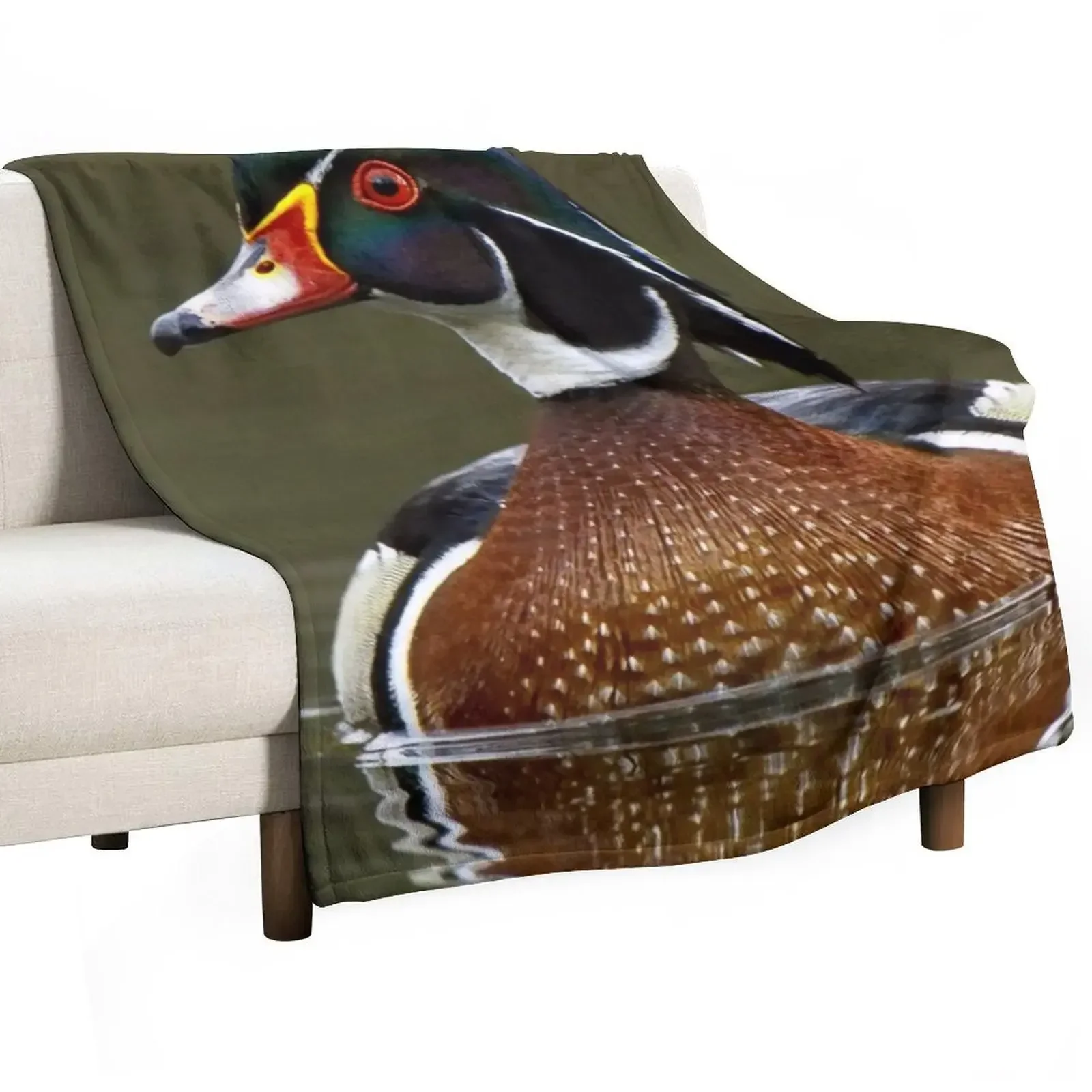 

Wood Duck on Water Throw Blanket Moving Flannels Blankets