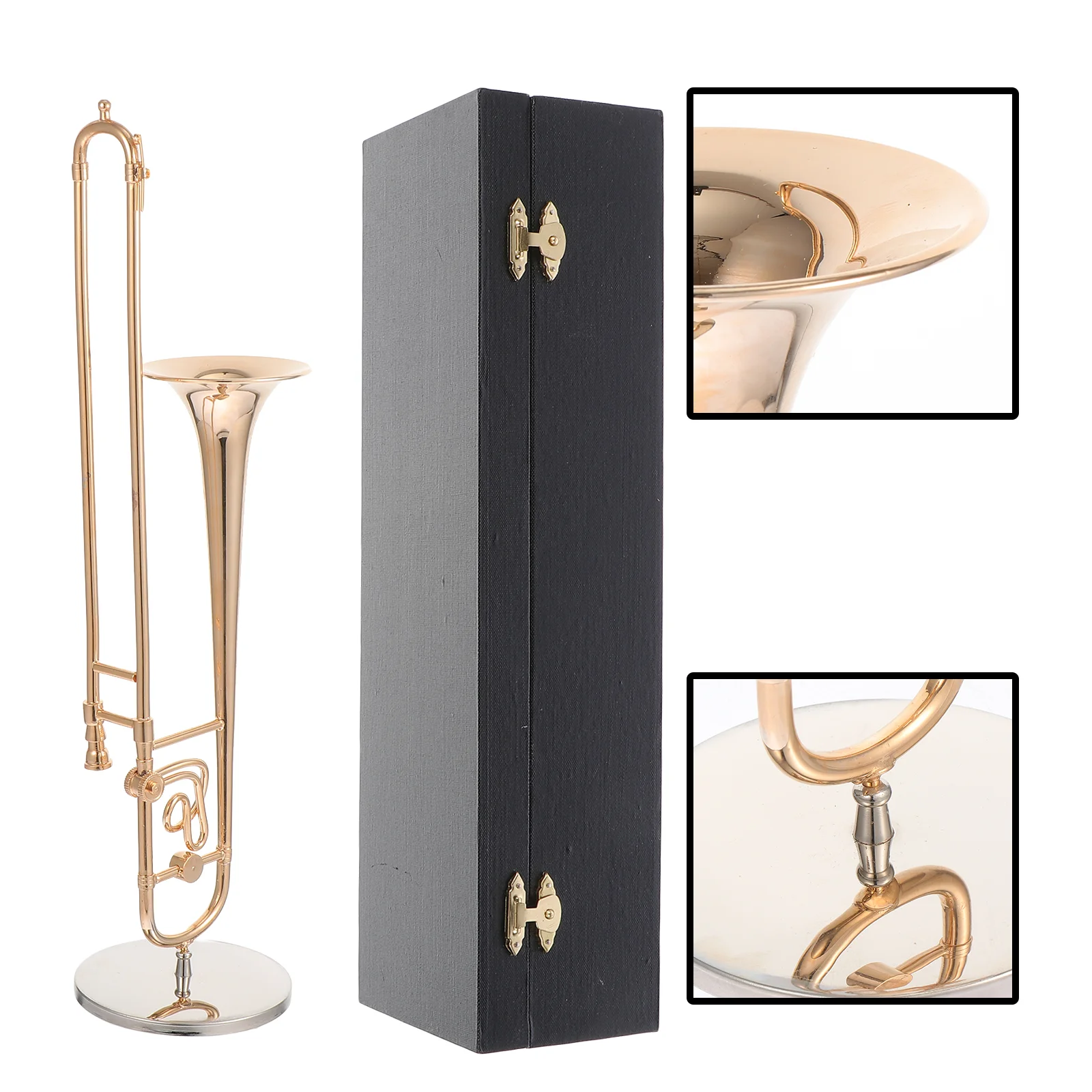 

Trombone Model Small Instrument Decor Instruments Exquisite Copper Ornament Indoor Desktop Decorate Craft
