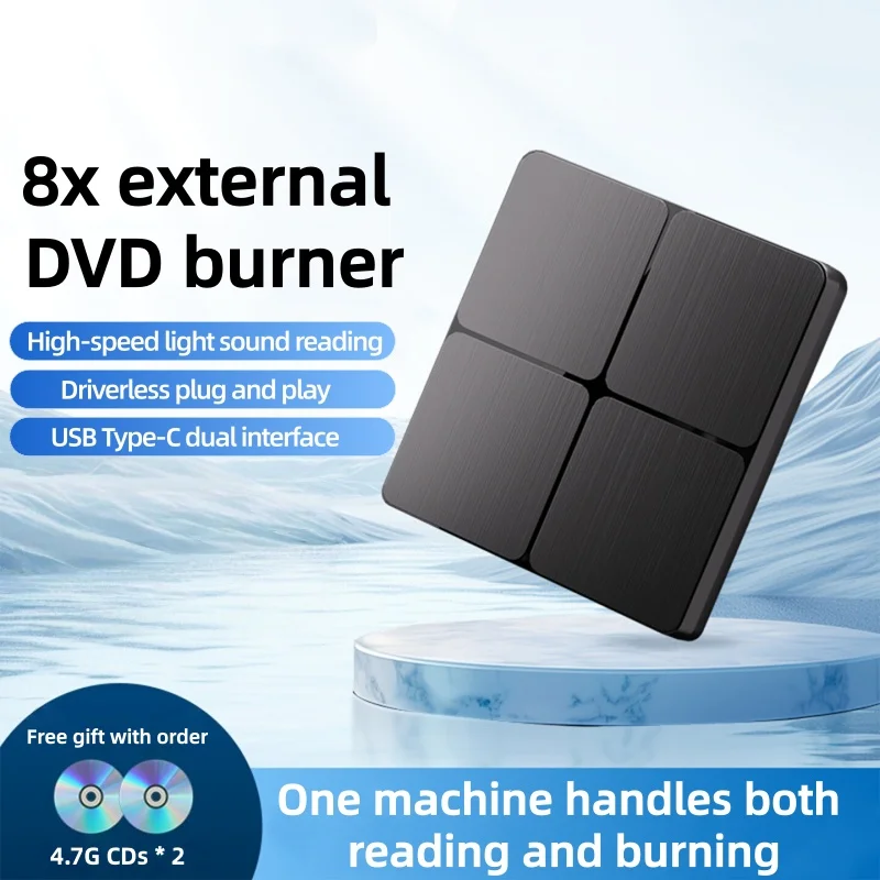 External DVD CD Burner USB 3.0 Portable Optical Drive Ultra Slim Reader Writer for Laptop Desktop PC Plug and Play