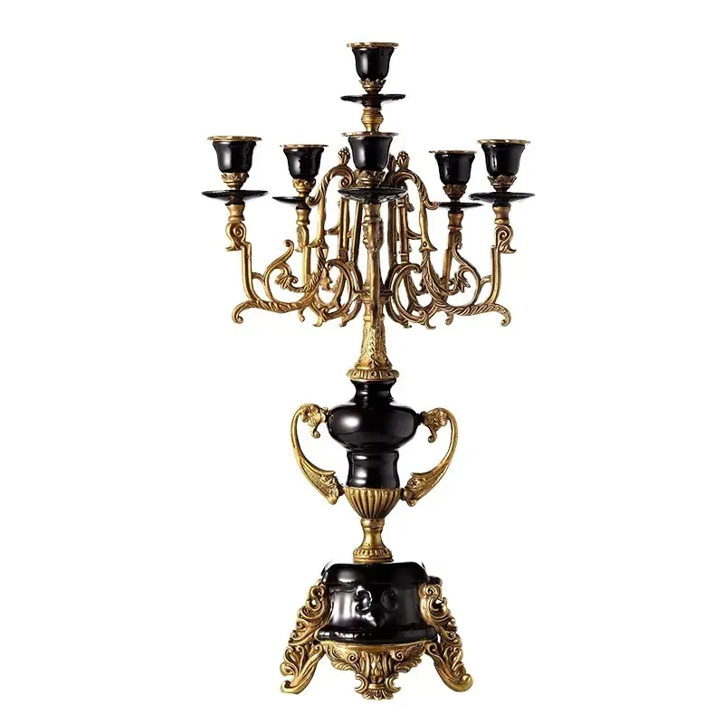 American European Retro Neoclassical Multi Head Ceramic Candlestick Villa Soft Decoration