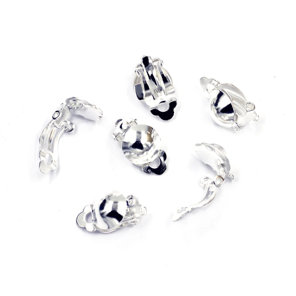 250Pcs Earring Clip Ear Copper Silver Plated Jewelry DIY Making Findings 12x14mm