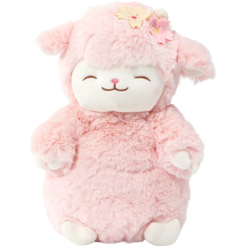 Sweet White Pink Sheep Hold Tulip Flower Soft Stuffed Hug Doll Cartoon Moon Lamb Pillow Plush Toy Kids Birthday Christmas Gift