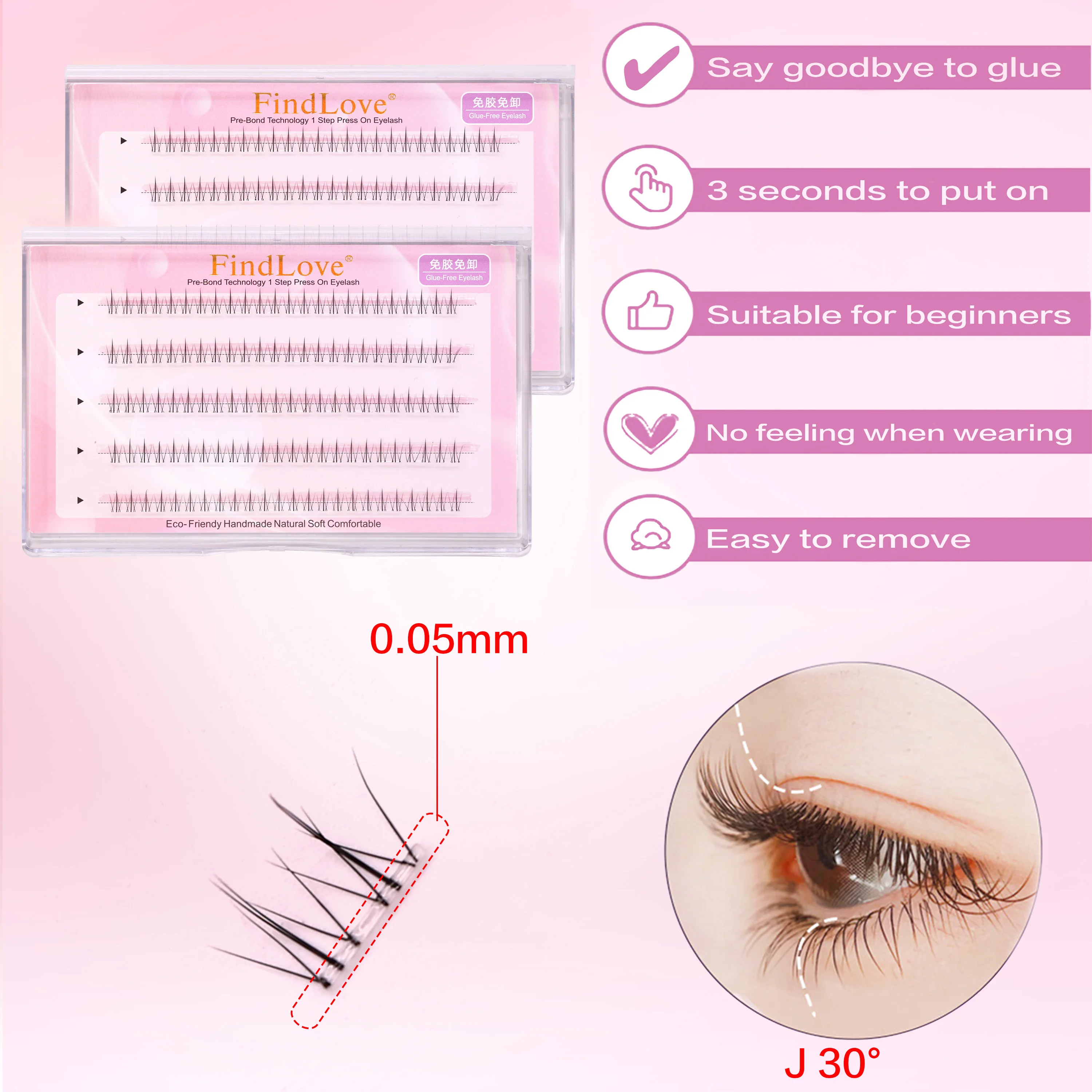 

3/5/6rows No-glue Need Natural Style Press-on Lower Flame Lashes Long Lasting Natural And Soft Fiber For Girls Reusable 2-3times