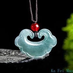 Authentic Natural A-grade Jadeite Blue Water Auspicious Charms Ice Jade Pendant Men's Charms Women's Gifts Jewelry Drop Shipping
