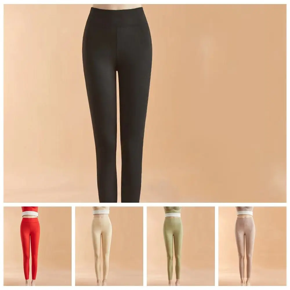 Legging beludru, celana Yoga ketat meregang tanpa kelim, celana termal pengencang perut warna polos musim dingin