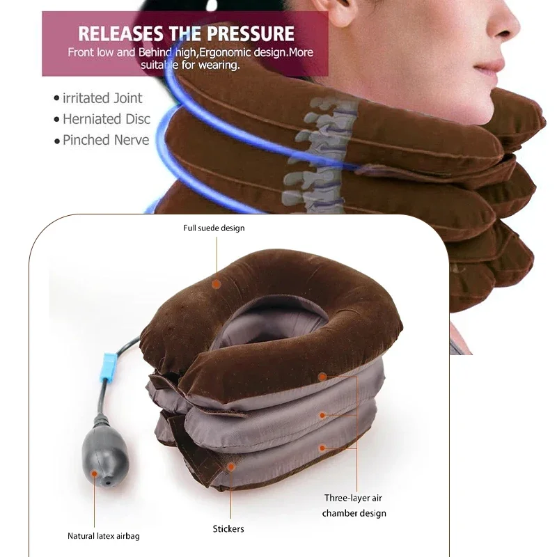 Neck Cervical Traction Device Neck Pain Collar Pillow Stretcher Inflatable Air Apparatus Correction Stretching Tractor Brace