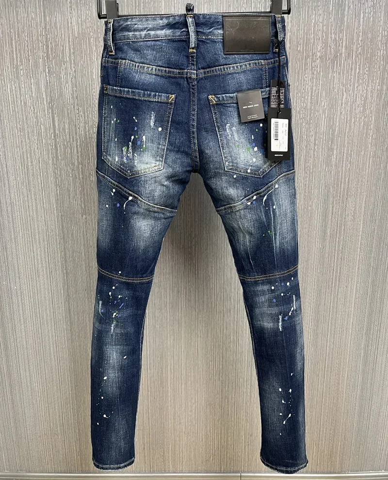 New Fashion BRAND D2 New Design Men Jeans Denim Pants Hole skinny Pencil Trousers Buttons Blue Dsq Biker JENAS For Men