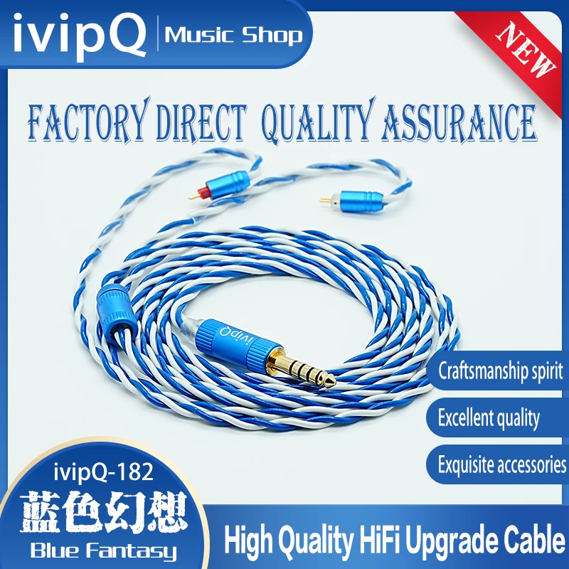 

ivipQ-182 Blue Fantasy 7N OCC Earphone Upgrade HIFI Cable 3.5/2.5/4.4mm MMCX/2Pin/0.78/IE900/QDC for Pianist Krila Tangzu F1 Pro