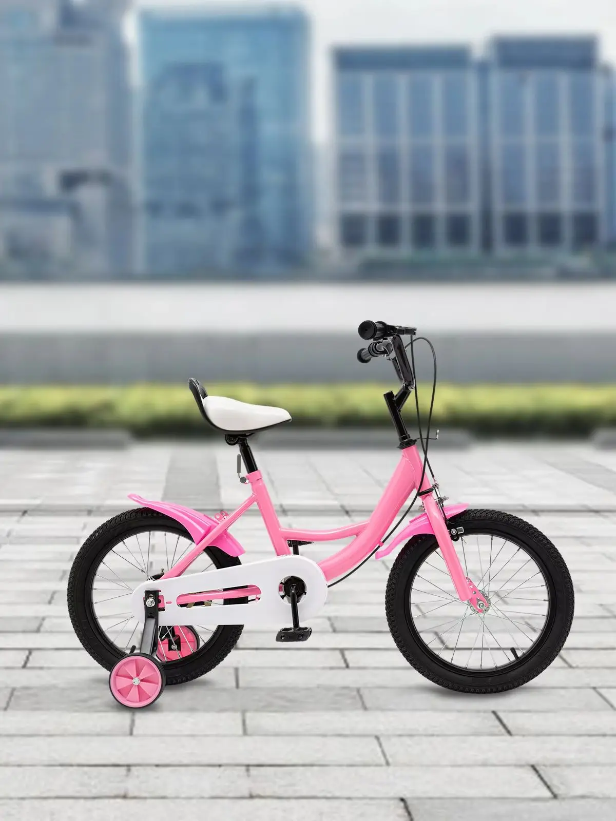 AliExpress NONE 16-Inch Pink Universal Kid's Bicycle with Training Wheels Height Adjustable Bicycle for Children with Height of 105cm to 135cm