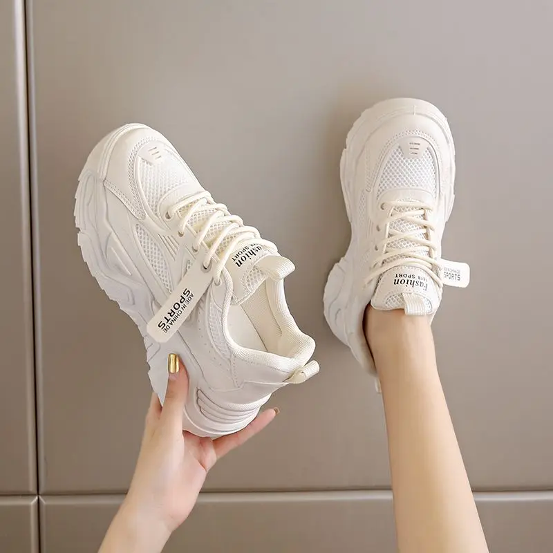 

Women's Chunky Dad Sneakers 2025 Summer Breathable Mesh Platform White Trainers Lightweight Sport Shoes