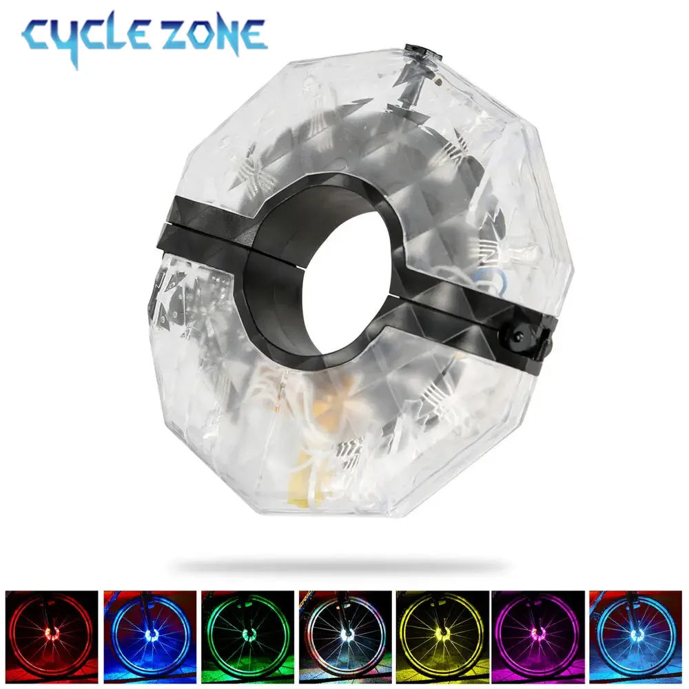 Bike Wheel Hub Lights USB Rechargeable LED Bicycle Spoke Light Waterproof RGB Colorful Light Night Cycling Safety Warning Lamp