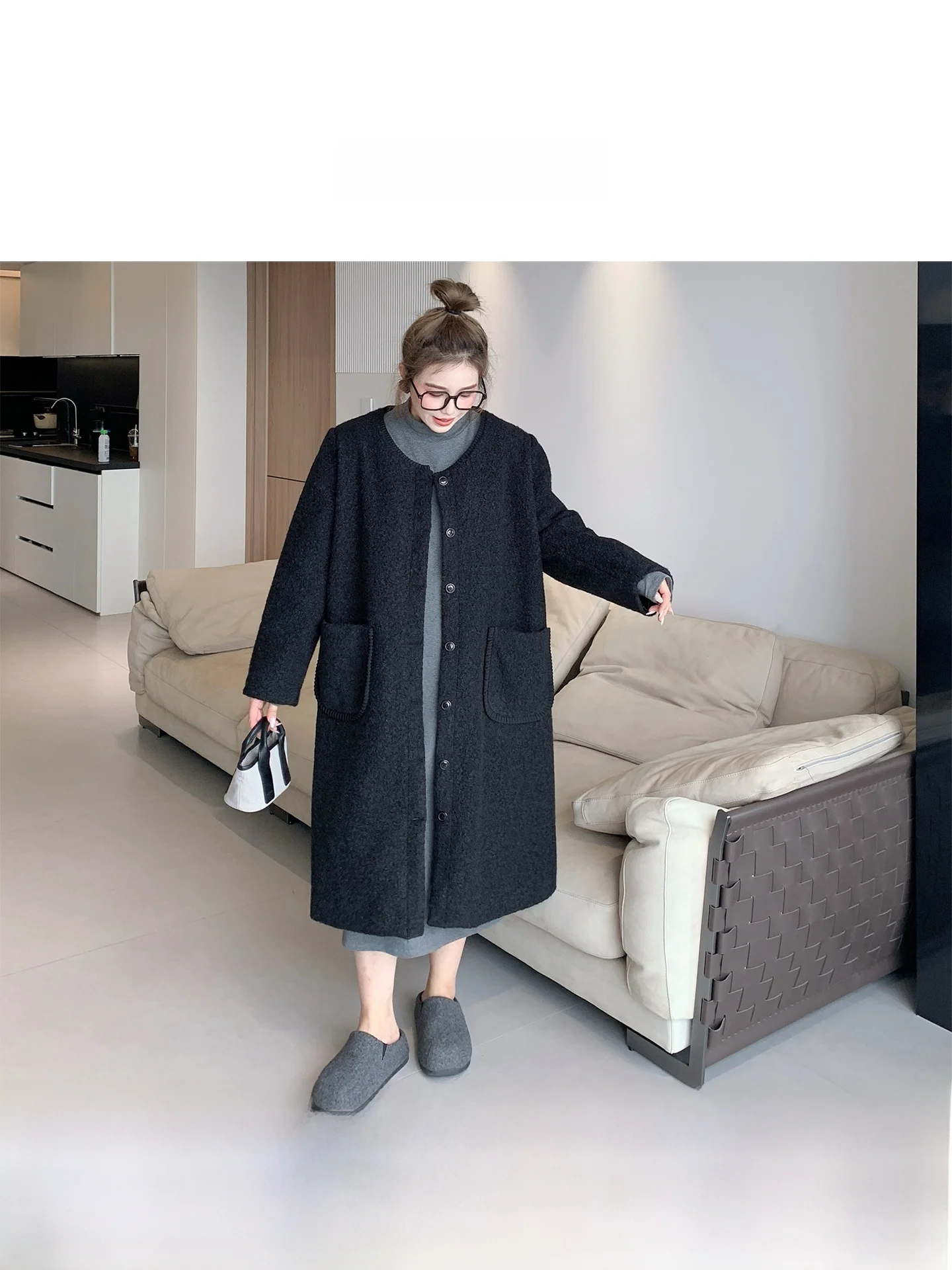 

Модный теплый шерстяной длинный открытый кардиган све, женское зимнее пальто больших размеров с высокой талией, повседневная осенняя верхняя одежда