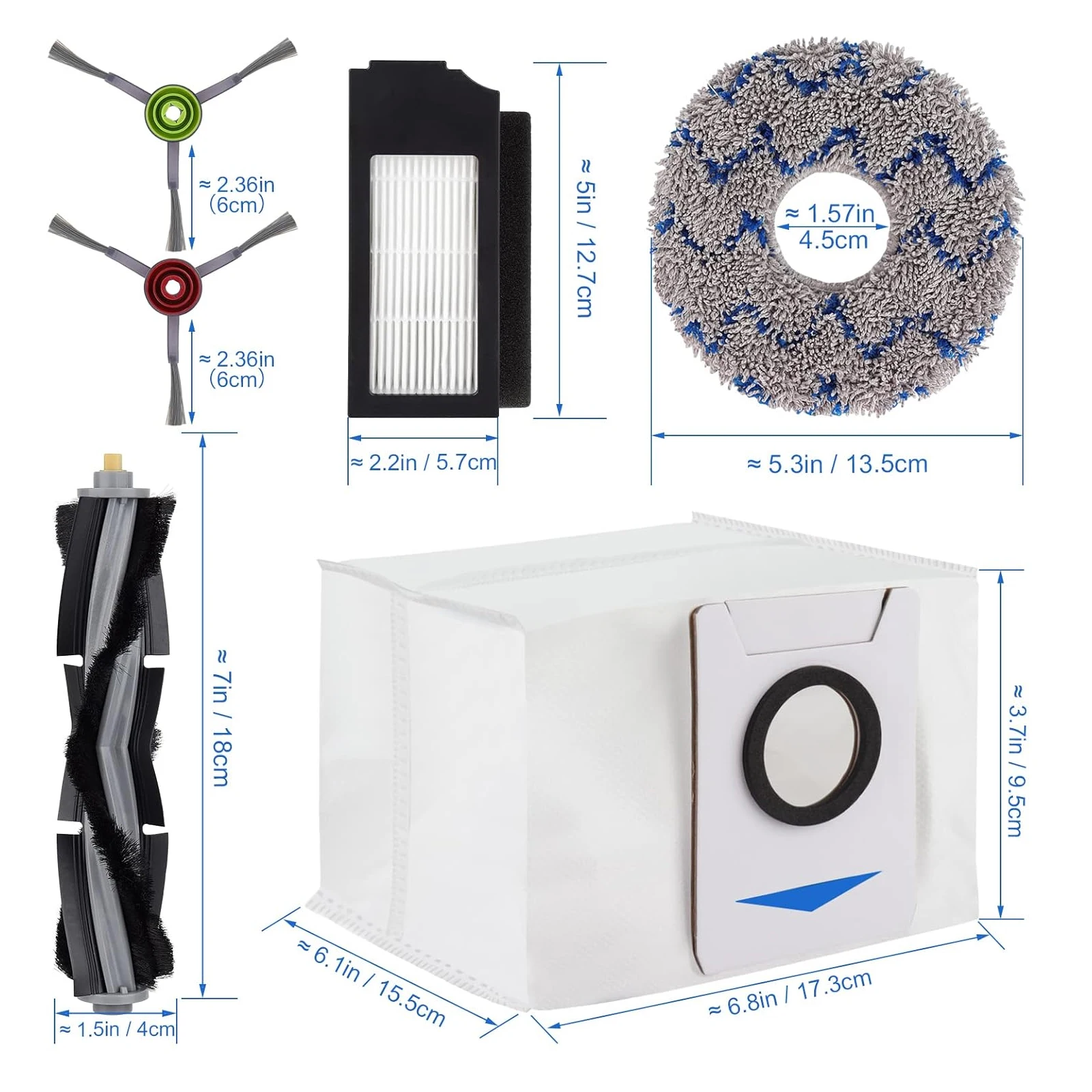 Аксессуары для Ecovacs DEEBOT X1 Omni / X1 e Omni / X1 Turbo / T10 Turbo / T10 Omni - Piezas de repuesto para aspiradora de rob