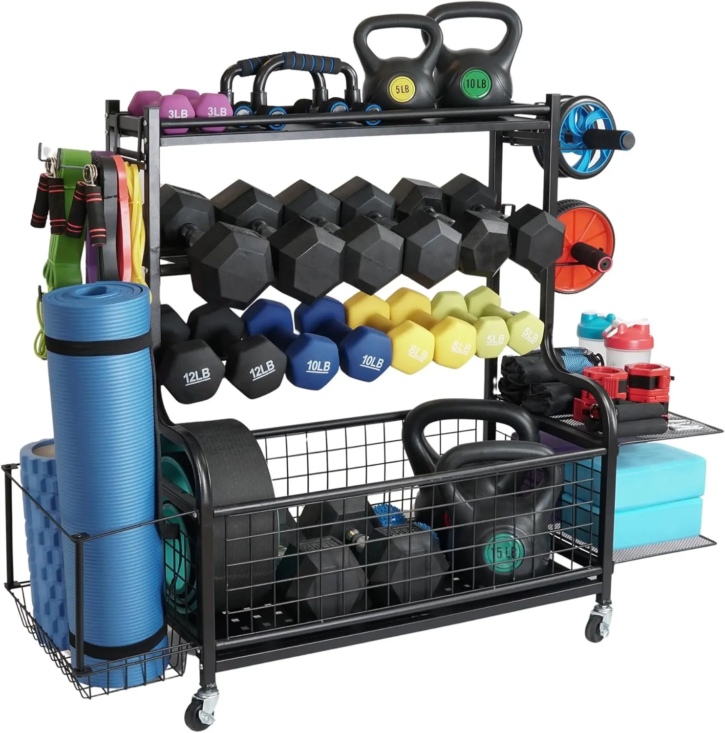 Heavy Duty Weight Rack for Home Gym with Extra Strong Sheet Steel Shelf and Base, Home Gym Storage Wei