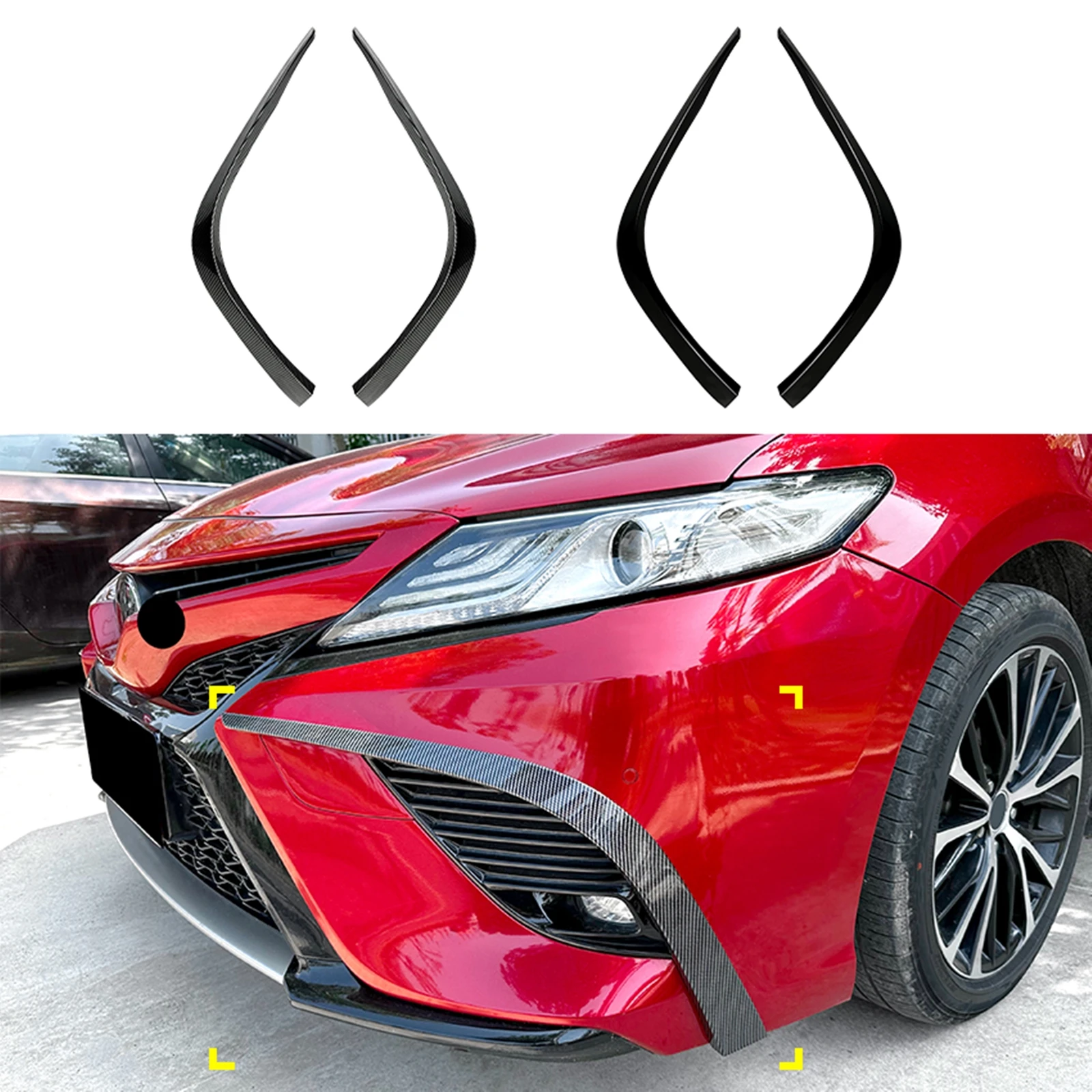 Front Bumper Side Spoiler Lip Fog Light Cover Splitter Air Vent Trim For Toyota Camry SE XSE 2018-2020