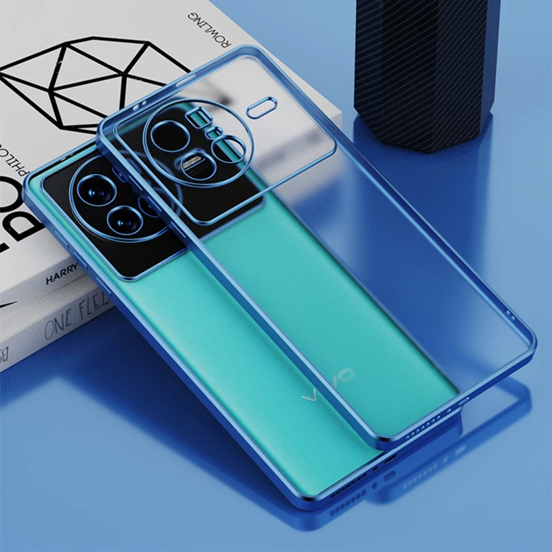 For Vivo X80 Pro Case Stylish Matte Transparent Phone Cover For Vivo X80 Case Luxury Plating Soft Silicone Shockproof Bumper 5G