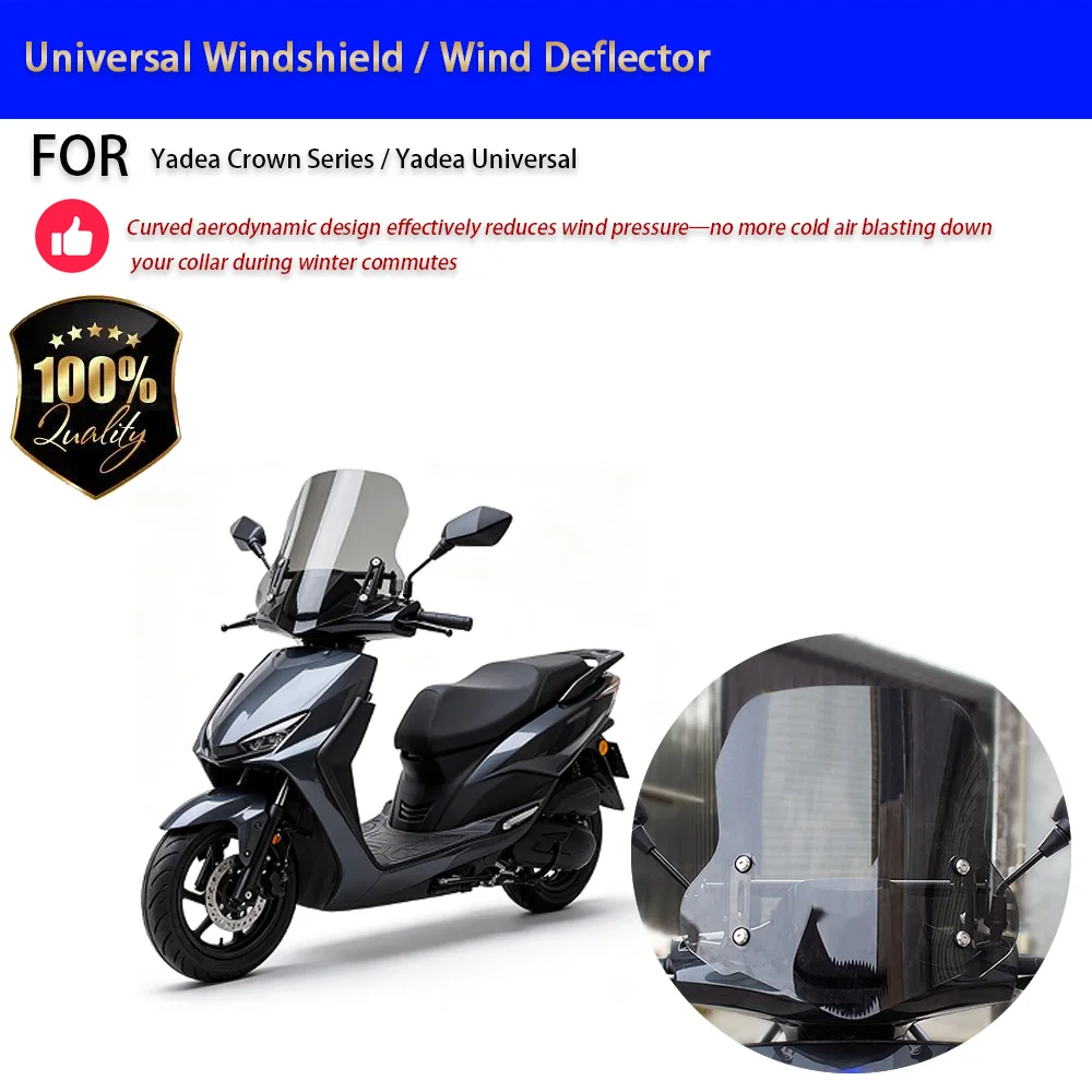 For Yadea Crown Series Electric Scooter Windshield Wind Deflector No-Drill Accesorios Moto Accessori Moto