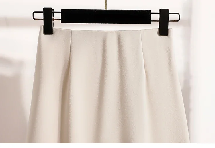 Koreanischer Stil Einfarbiger Hochtaillierter Elastischer Rock für Damen A-Linie 2026 Frühling Herbst Neu Elegant Vielseitig Alltagsrock – Detail 15
