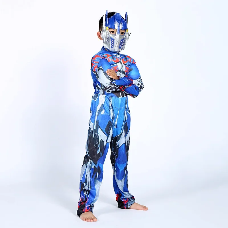 Optimus Prime Bumble Muscle Jumpsuits  Mask Halloween Costume for Kids Boys Girl The Transformers Movies Carnival Disfraz Mujer
