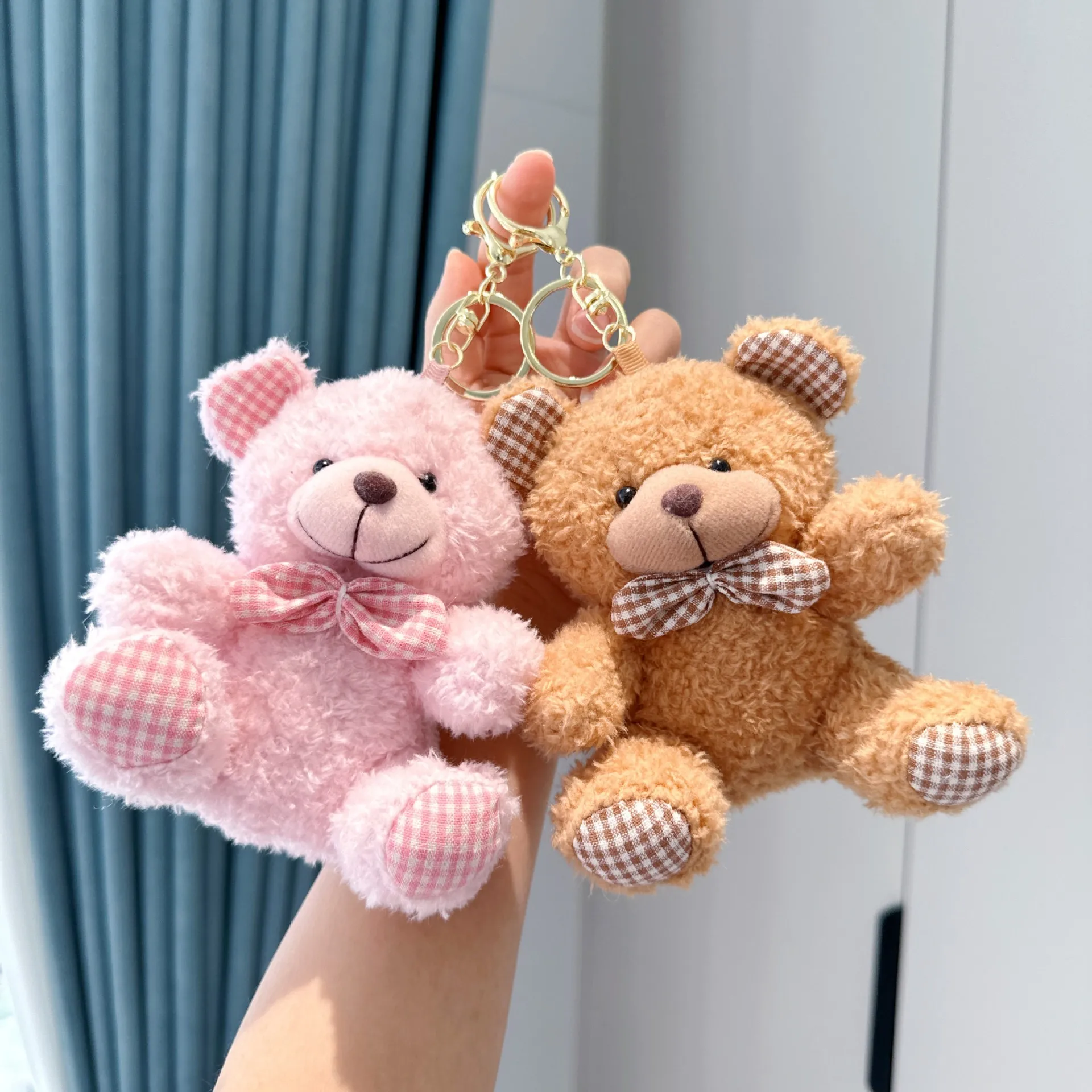 Creative Curly Cartoon Bear Keychain Doll Plush Doll Grab Doll Machine Plush Creative Toy Pendant