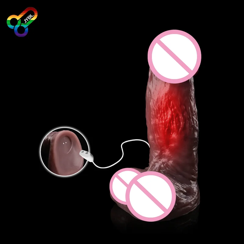 JYBL Huge Big Soft Vibrator Heating Realistic Dildo for Woman Men Wireless Telescopic Dick Masturbator Penis G Spot Vagina Anal