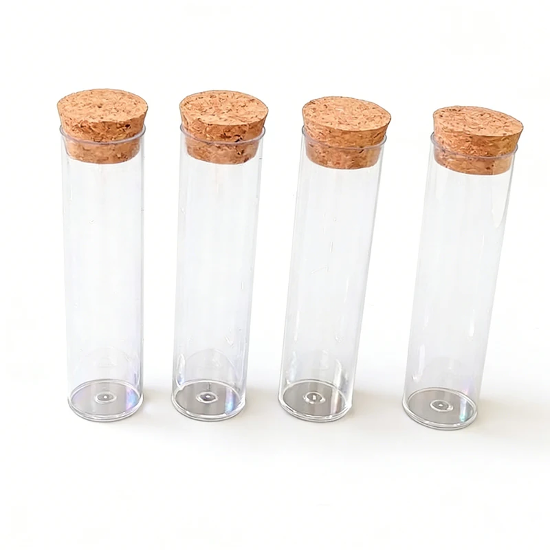 Tube à essai astronomique plat en plastique avec bouchon en liège, tube de laboratoire pour thé, mouche des fruits, 25x95mm, 20 pièces par lot