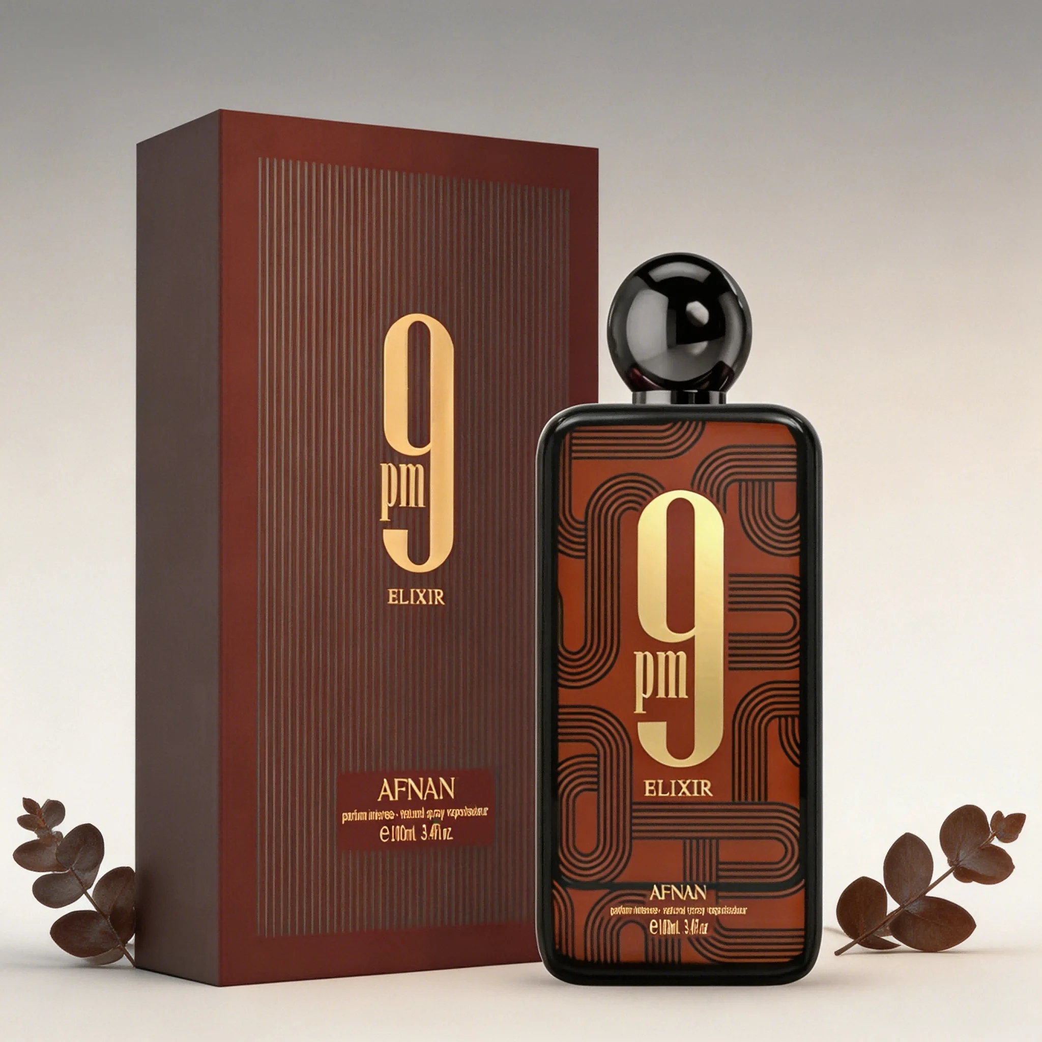 

Afnan 9pm Elixir Men's EDP 3.4oz, Bold Spicy Oriental & Leather Fragrance, Luxe All-Day Wear Scent