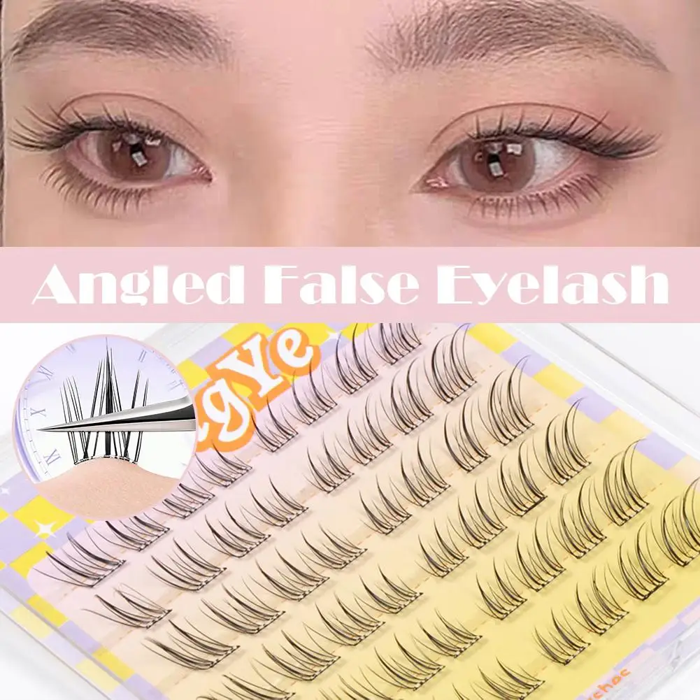 Slanted False Eyelashes Glue-free Ultra-thin Segmented Eyelashes Makeup Extension Manga Lashes Eyelash False Nature Curl Q4Y9