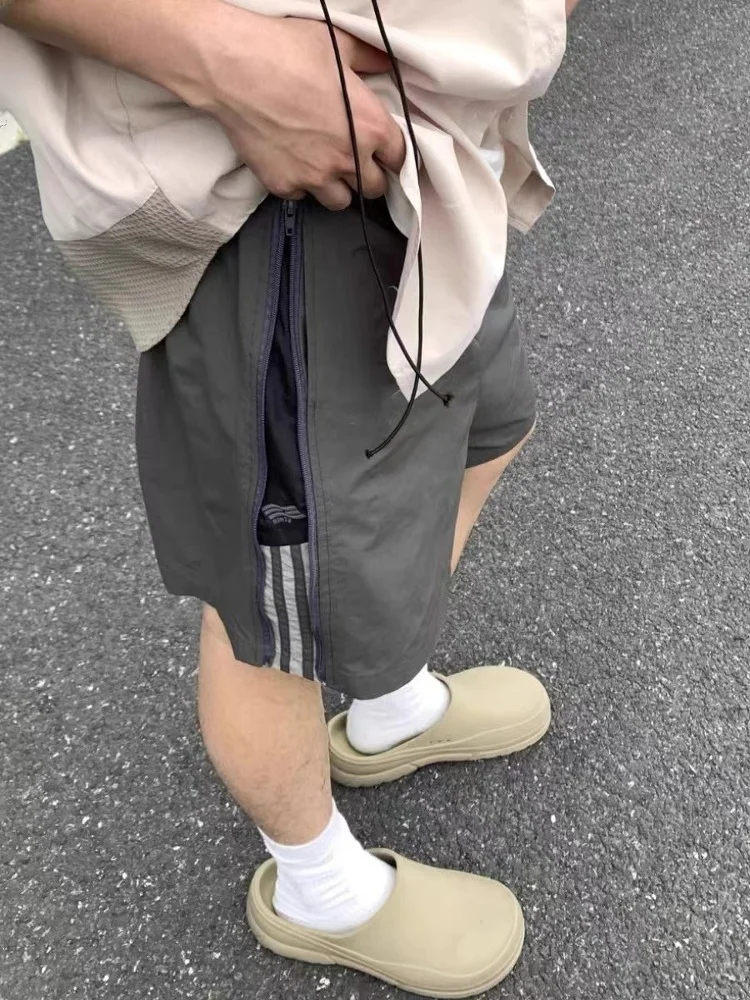 

Мужские летние шорты American Design Sense из нейлона с молнией, быстросохнущие, дышащие, свободного кроя, длиной до колена, модные