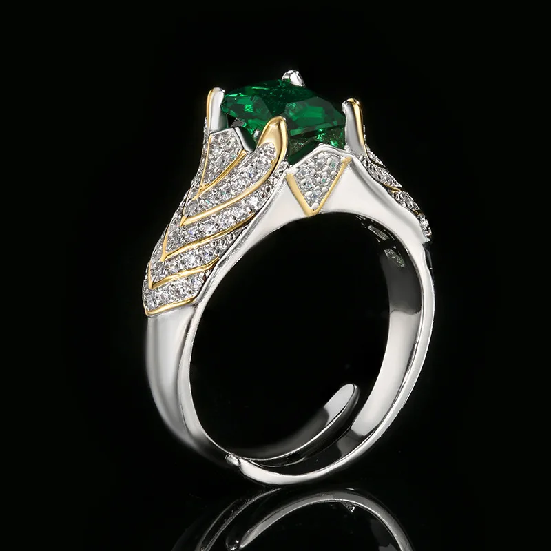 

Exquisite Green Pink Blue Prong Setting Gemstone Luxury Stripe Rings Detailing Sparkling Cubic Zirconia Fashion Women Jewelry
