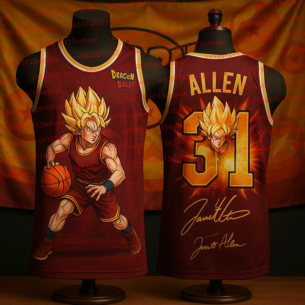 2025 ドラゴンボール超サイヤ人バスケットボールジャージキット アメリカンバスケットボールベスト ジャレット・アレン 31 バスケットボールジャージ速乾ベスト