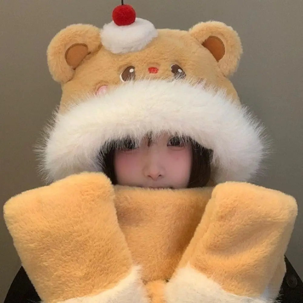 

Cute Fluffy Fur Plush Ear Protection Cap Thick Cartoon Sheep Keep Warm Headgear Windproof Winter Warm Hat Hat Gifts For Woman