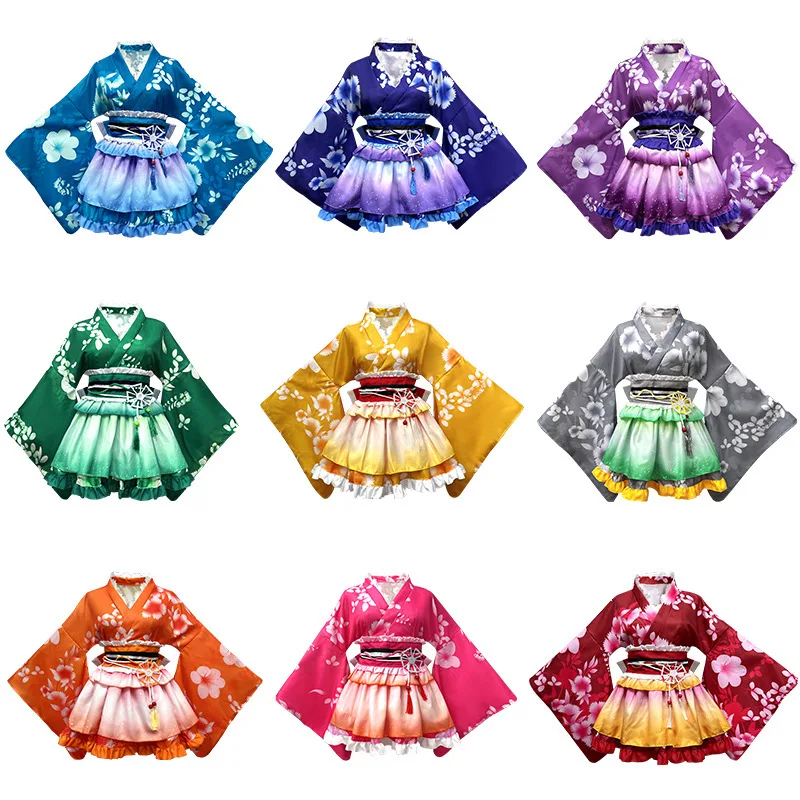 

Kimono Wide Sleeves with Belt Anime Japanese Traditional Kimono Colorful Options