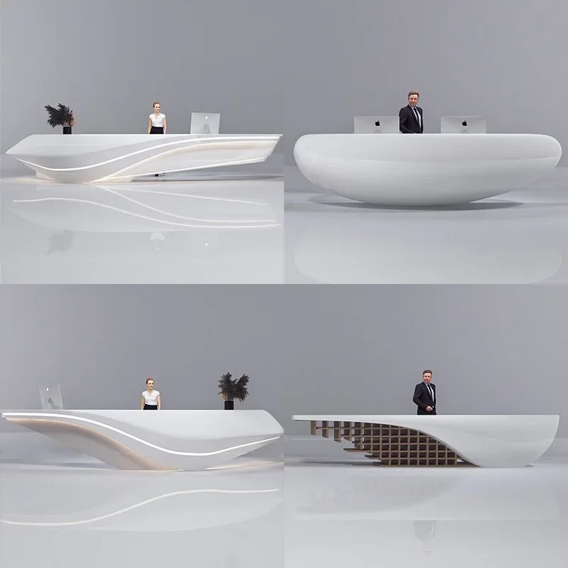 OGMPainted Fiberglass Special-shaped Front Desk Hotel Shopping Mall Bar Service