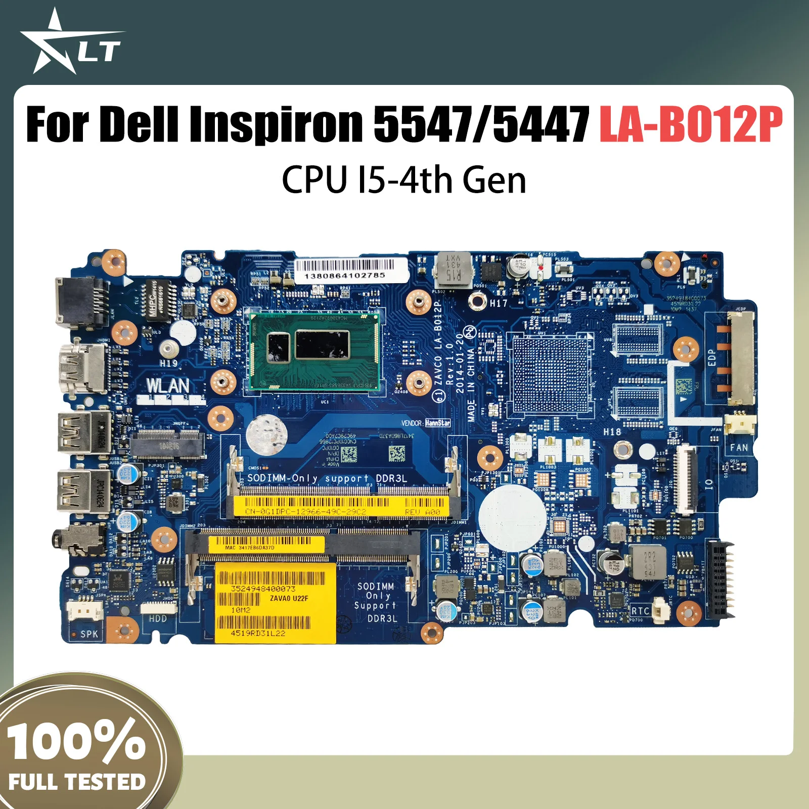 ZAVC0 LA-B012P For Dell Inspiron 5447 5547 5548 5442 5543 5542 Laptop Motherboard CPU I5-4th Gen V2G Tested Good