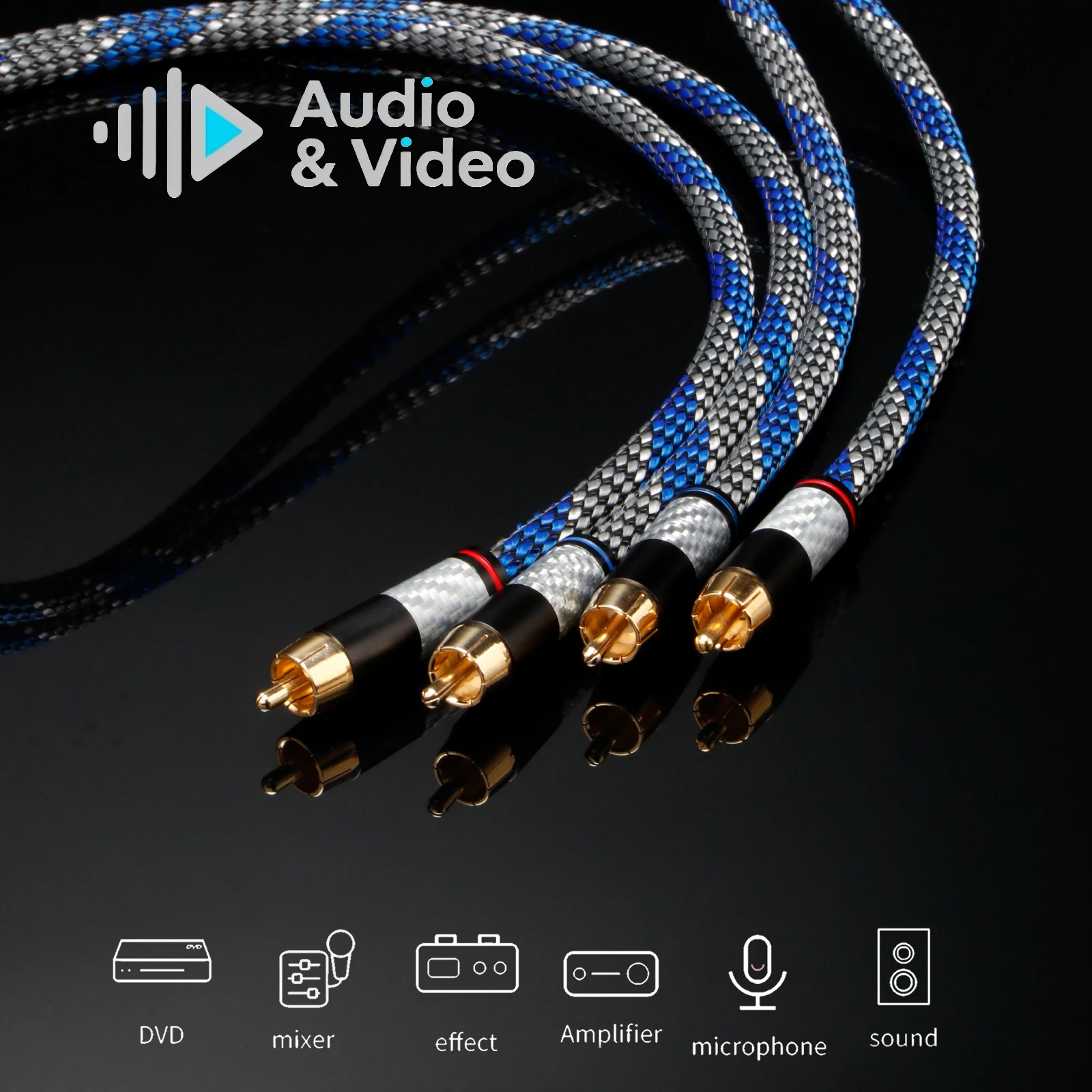 Paar Audiophile RCA-Kabel OCC Kupfer Signal RCA-Kabel RCA-Signalkabel RCA-Stecker für Verstärker DAC Lautsprecherbox – Detail 7