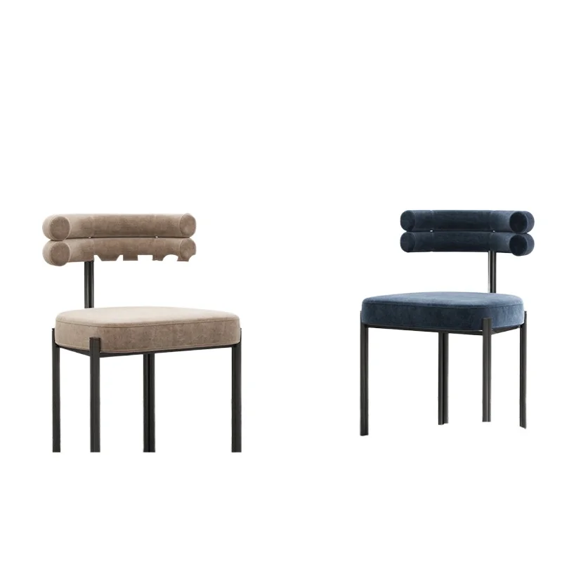 

Italian minimalist light luxury dining chair, metal modern designer style half arc bag creative leisure chair